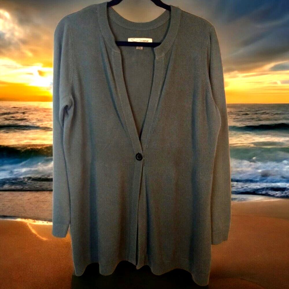 Soft by Avenue Women’s 14/16 Gray Single Button Long Cardigan Sweater